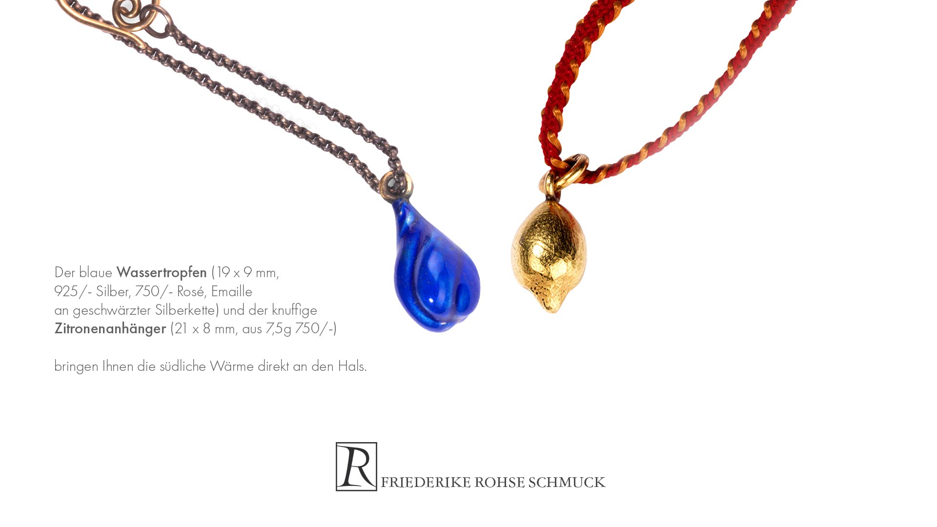 Bild Rohse studios Halsschmuck Wassertropfen und Zitronenanhänger
